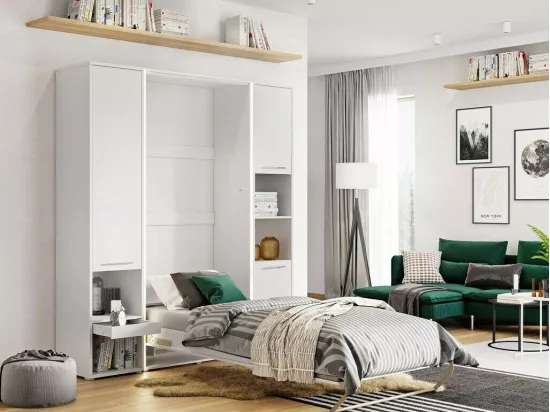Lit escamotable Concept Pro Lenart Levfere 164, Unique, Blanc, 90x200, Stratifié, 105cm