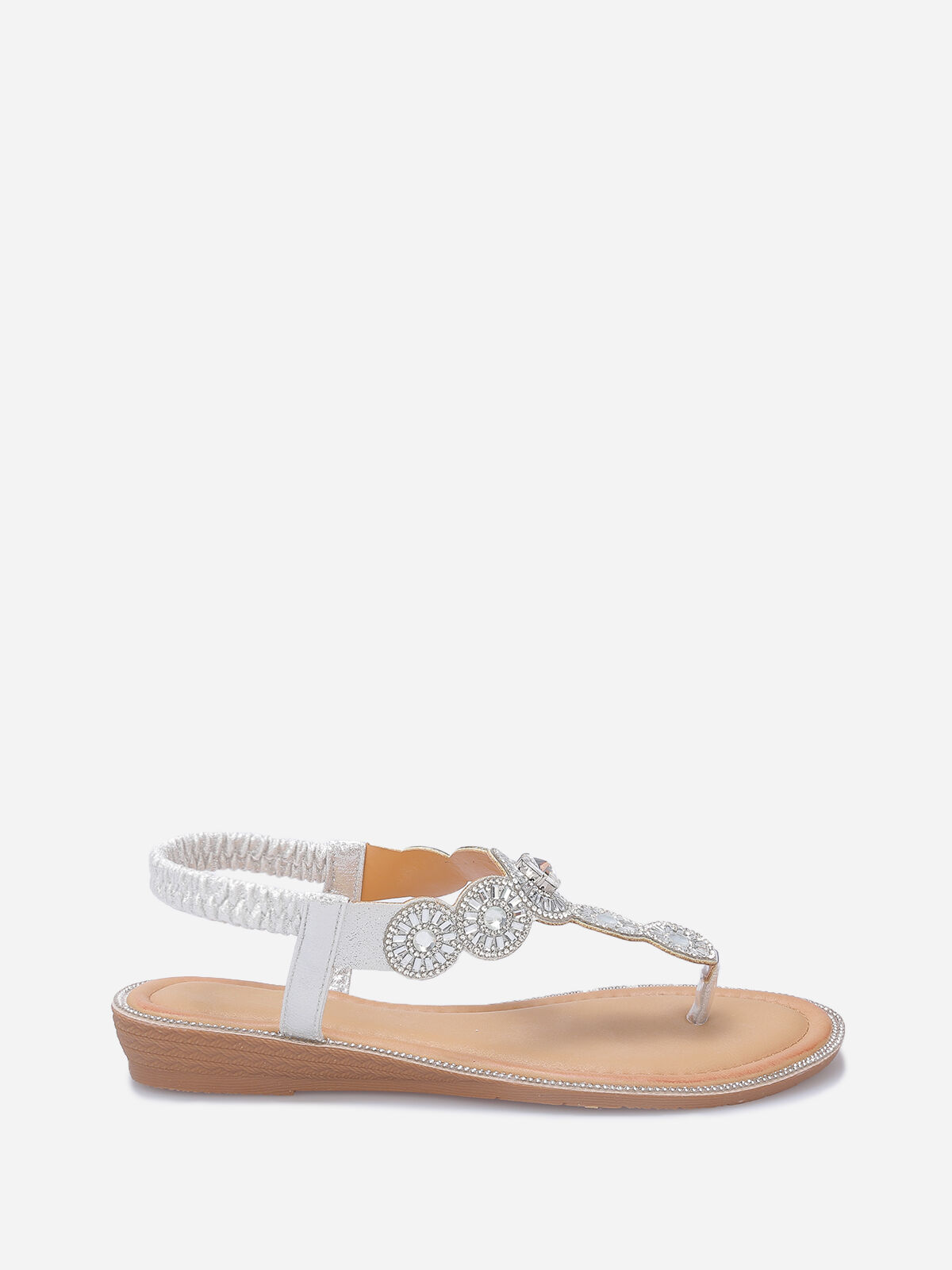 Nu-pieds pailletés à strass- Argenté