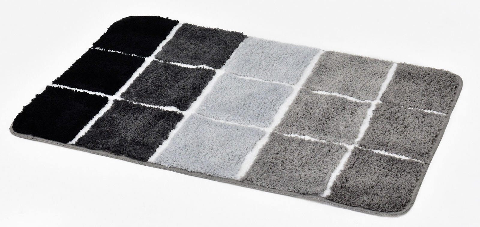 Badematten-Set Quadro Grau/Schwarz/Silber