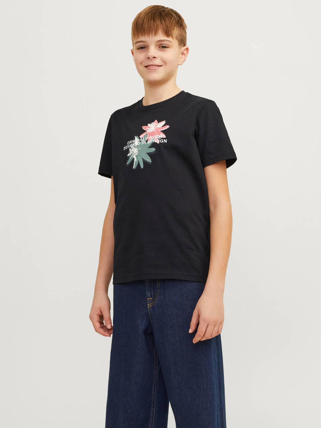 JACK & JONES T-shirt JORTAMPA met printopdruk zwart