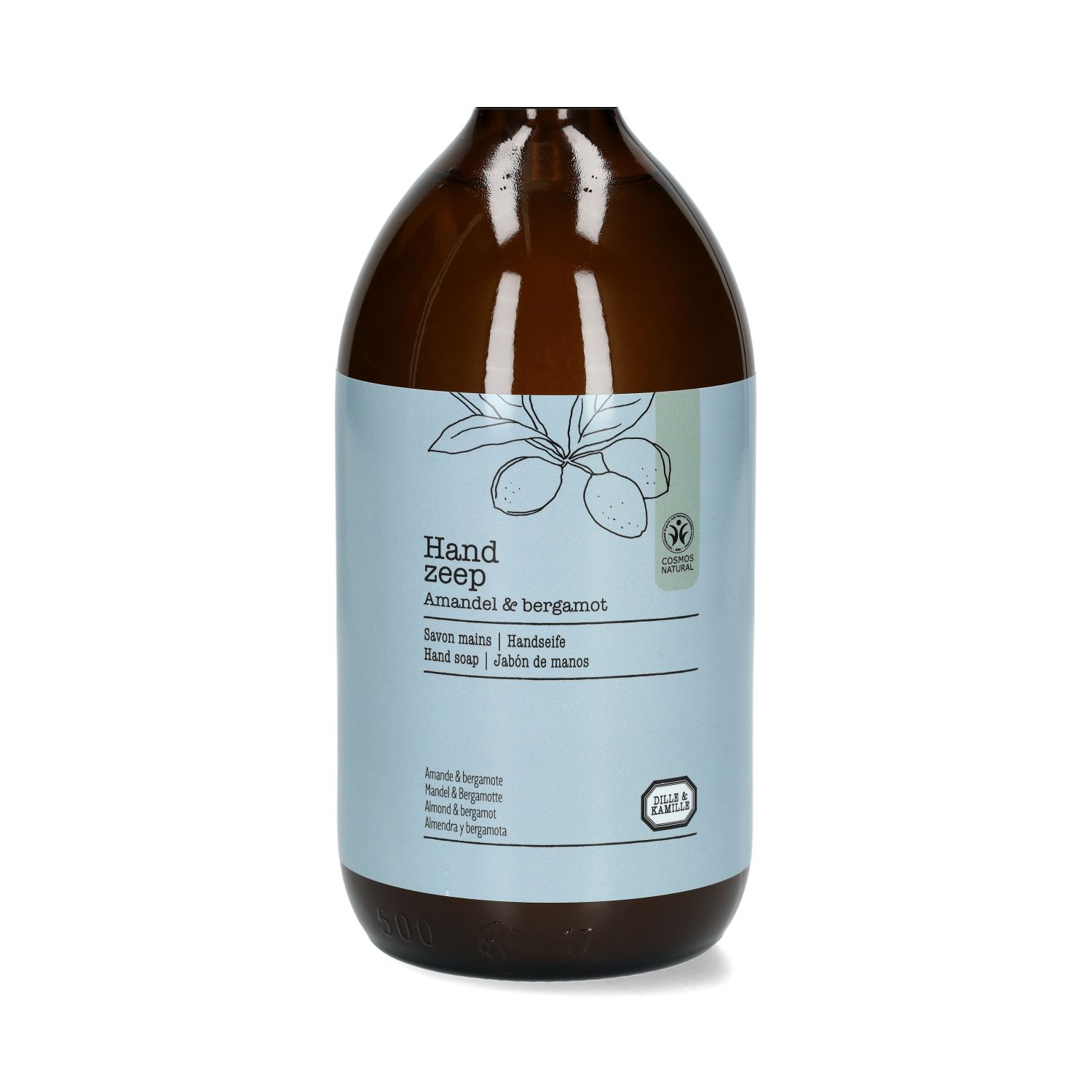 Handzeep, glazen fles, amandel & bergamot, 500 ml