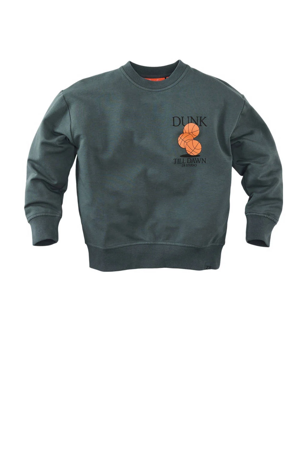 Z8 kids sweater Luka met backprint grijsgroen