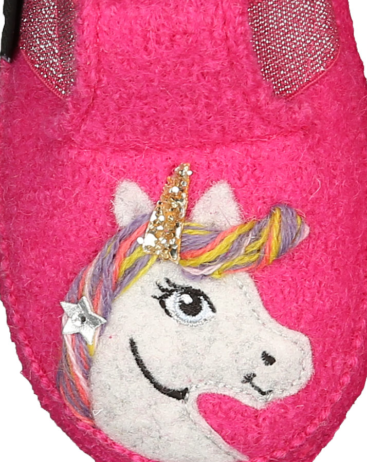 Schlupf-Hausschuhe UNICORN mit Glitzer in pink