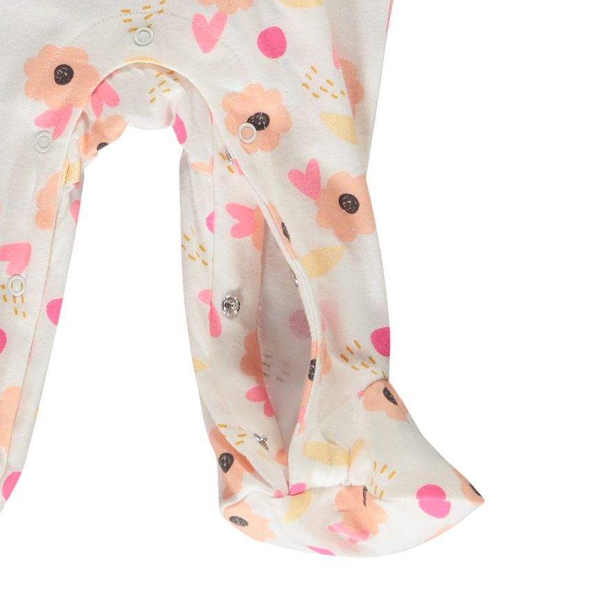 Dors-bien en jersey imprimé fleuri pour bébé fille - Ecru