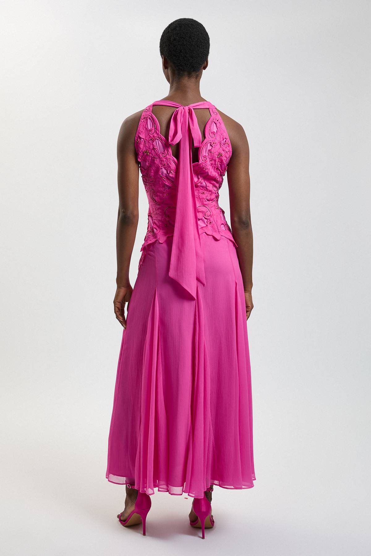 KarenMillen Robe Longue Dos Nu Avec Détails De Perles