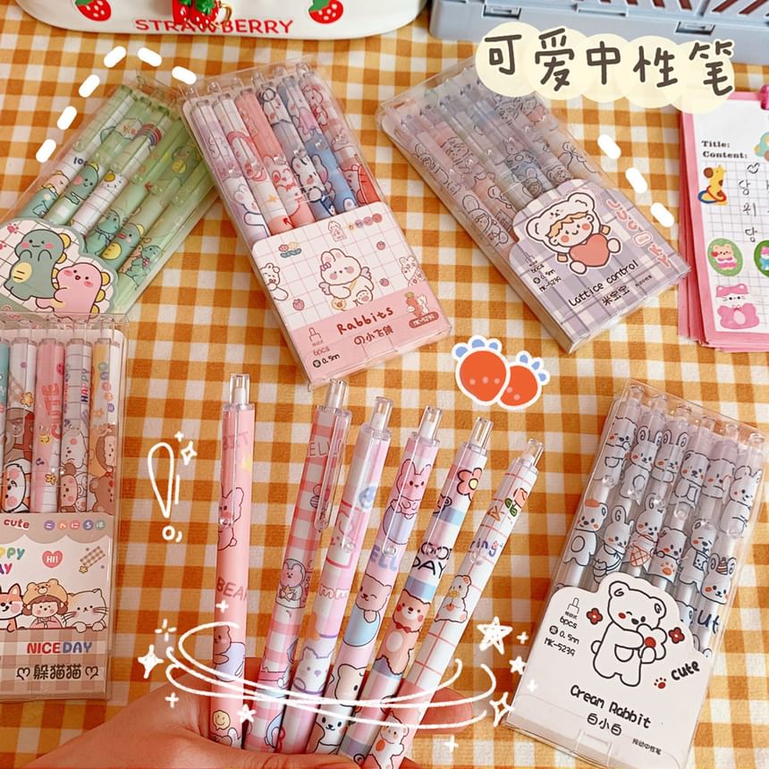 Bohod - Set van 6: Cartoon Pen - 0,5 mm (verschillende designs)