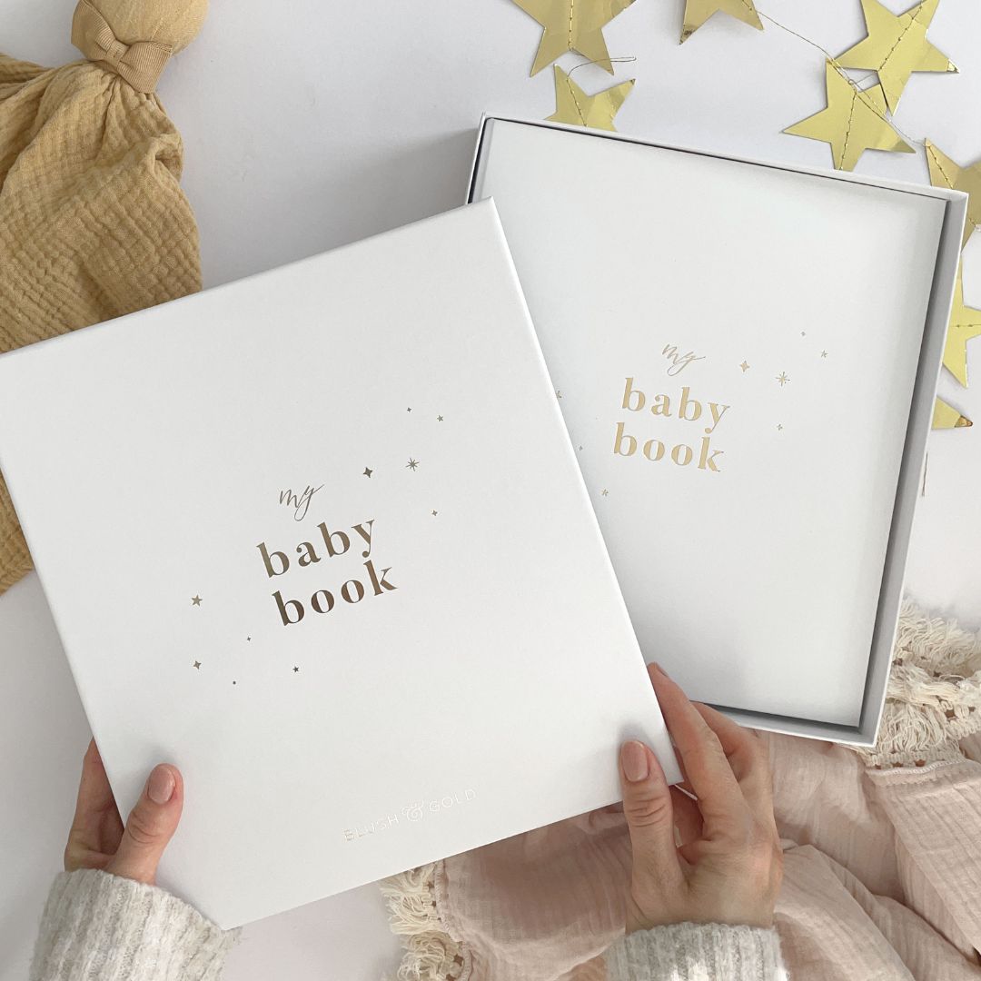 Blush and gold invulboek my baby book - white