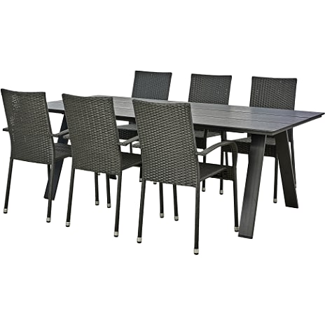 New York havebord med 6 Mallorca havestole - sort