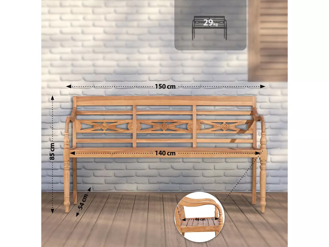 Banc de jardin - Bois - Teck - Maryland V2