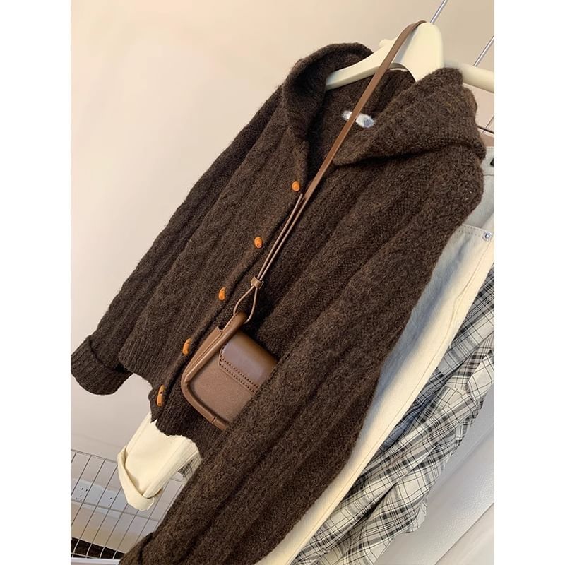 Trogendo - Effen kabelgebreid vest met capuchon