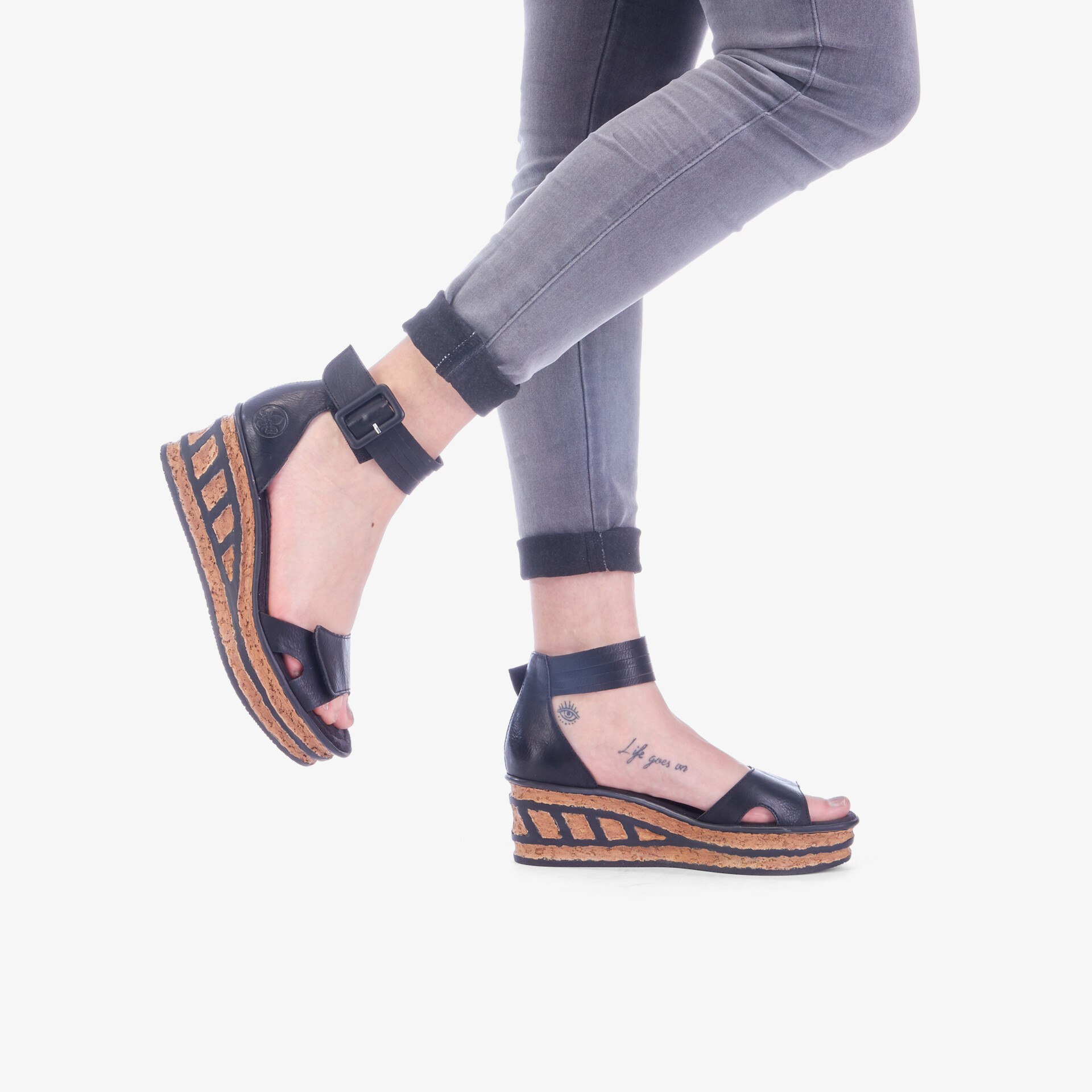 rieker Damen Keilsandalen schwarz