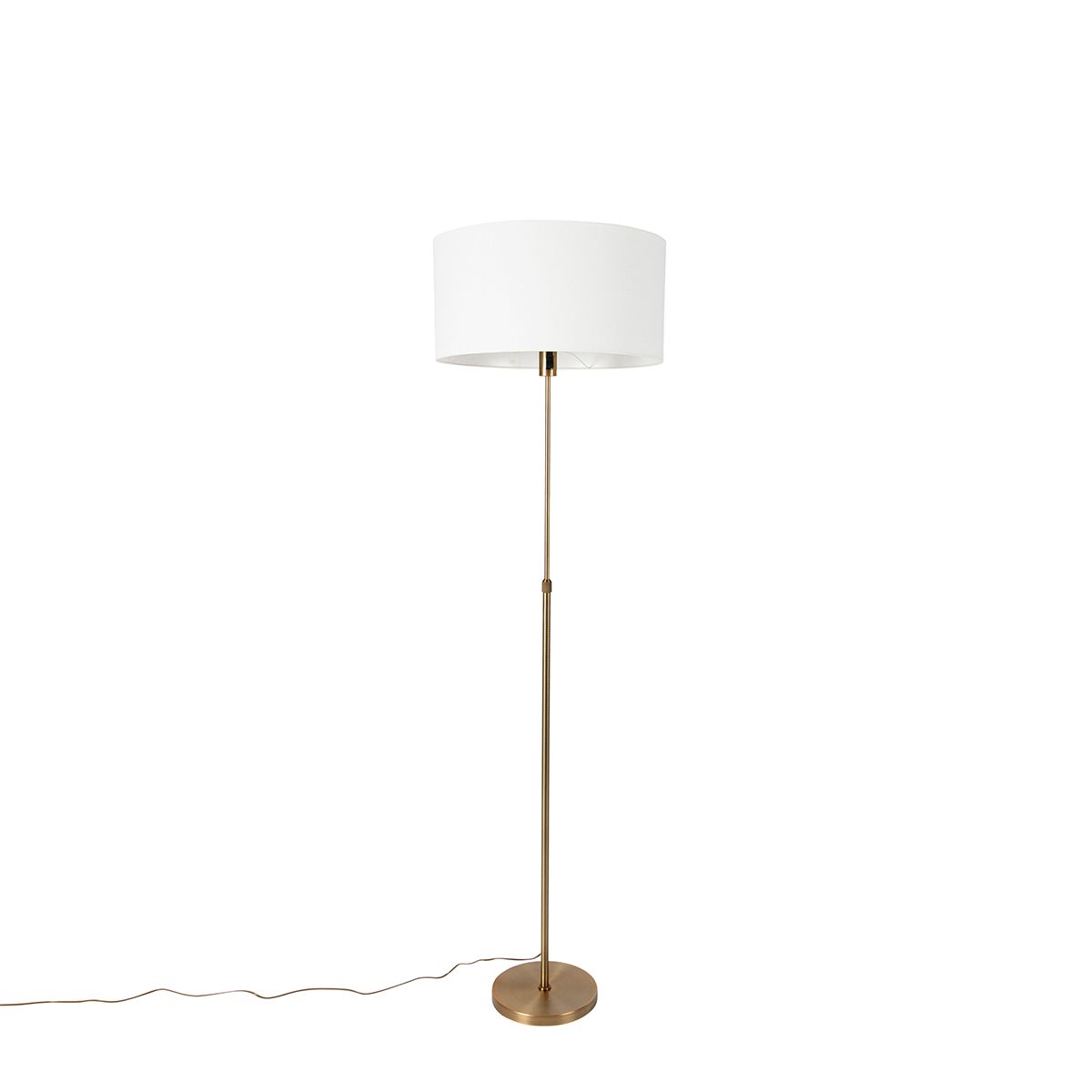 Vloerlamp verstelbaar brons met kap wit 50 cm - Parte