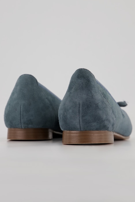 Leder-Ballerinas, Schleife, Wechselfußbett, Weite H