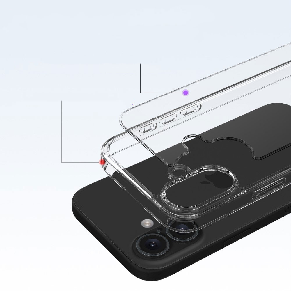 iPhone 16 Hybrid Hülle TPU Bumper mit Acryl Rückseite - Transparent