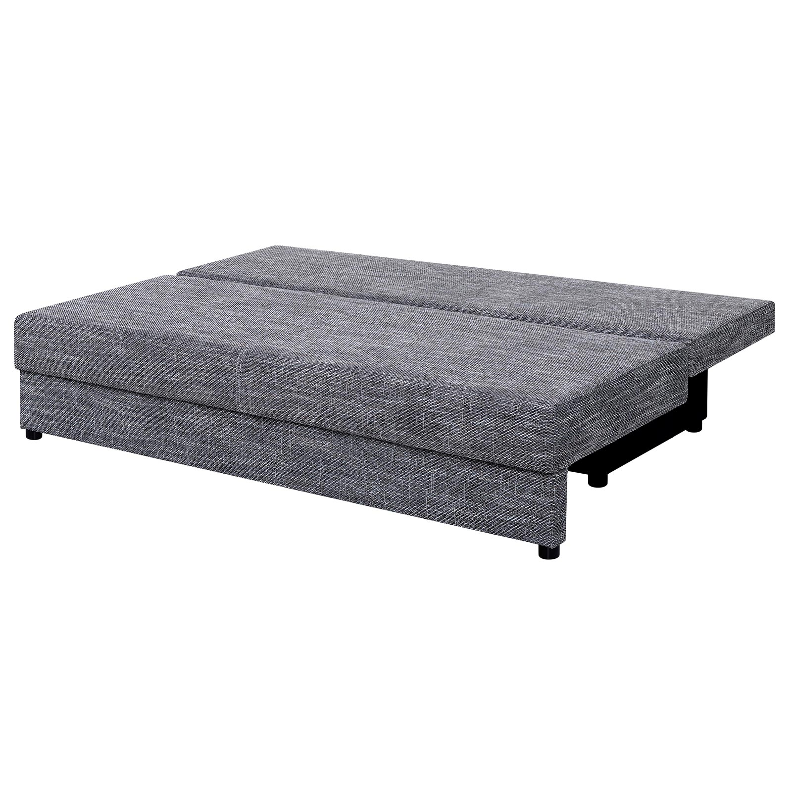 Schlafsofa - grau meliert - Webstoff - Staukasten