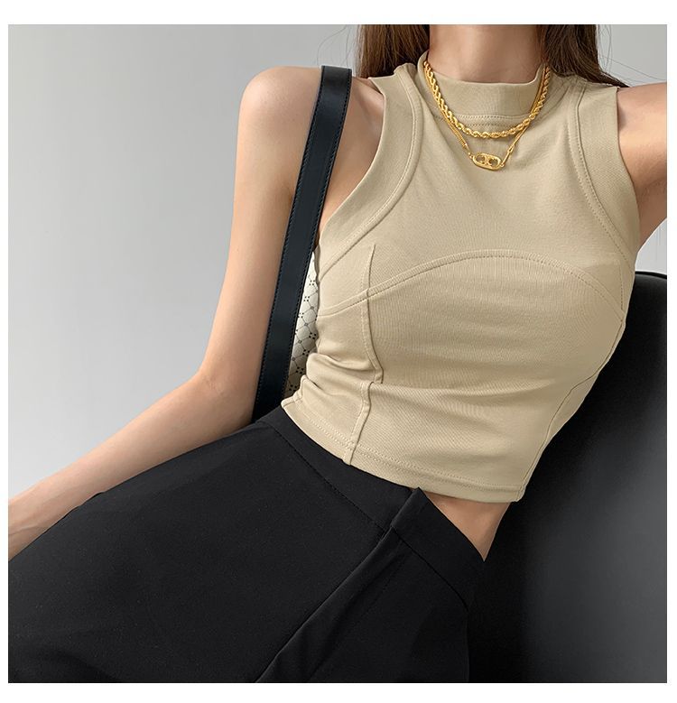 Shira - Tanktop met gepaneelde hals en hoge hals