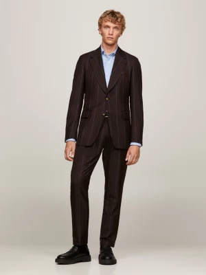 Blazer slim de risca de giz larga com abotoamento simples
