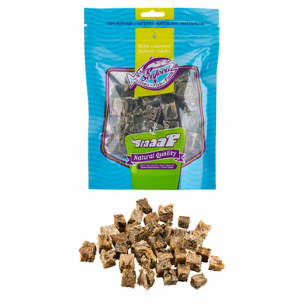 Braaaf Vissnack Zalmhuid Cubes70 gr