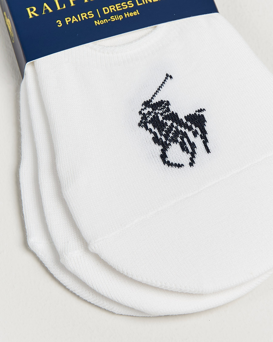 Polo Ralph Lauren 3-Pack No Show Big Pony Pony Socks White