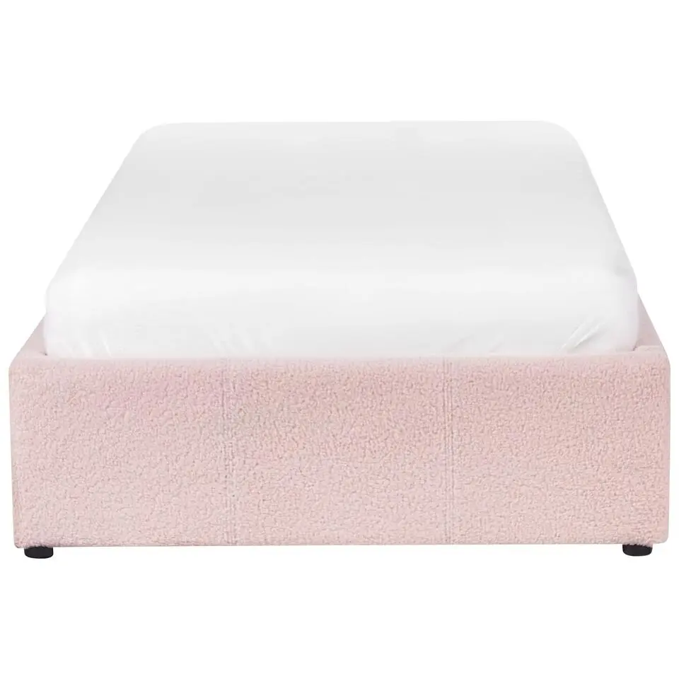 DINAN - Eenpersoonsbed - Roze - 90 x 200 cm - Bouclé