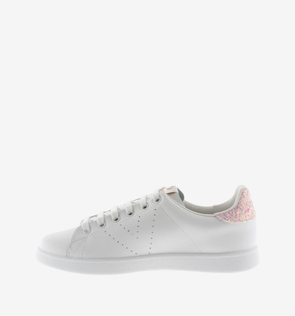 TENIS CUIR & GLITTER Baskets blanches en cuir GROSELLA