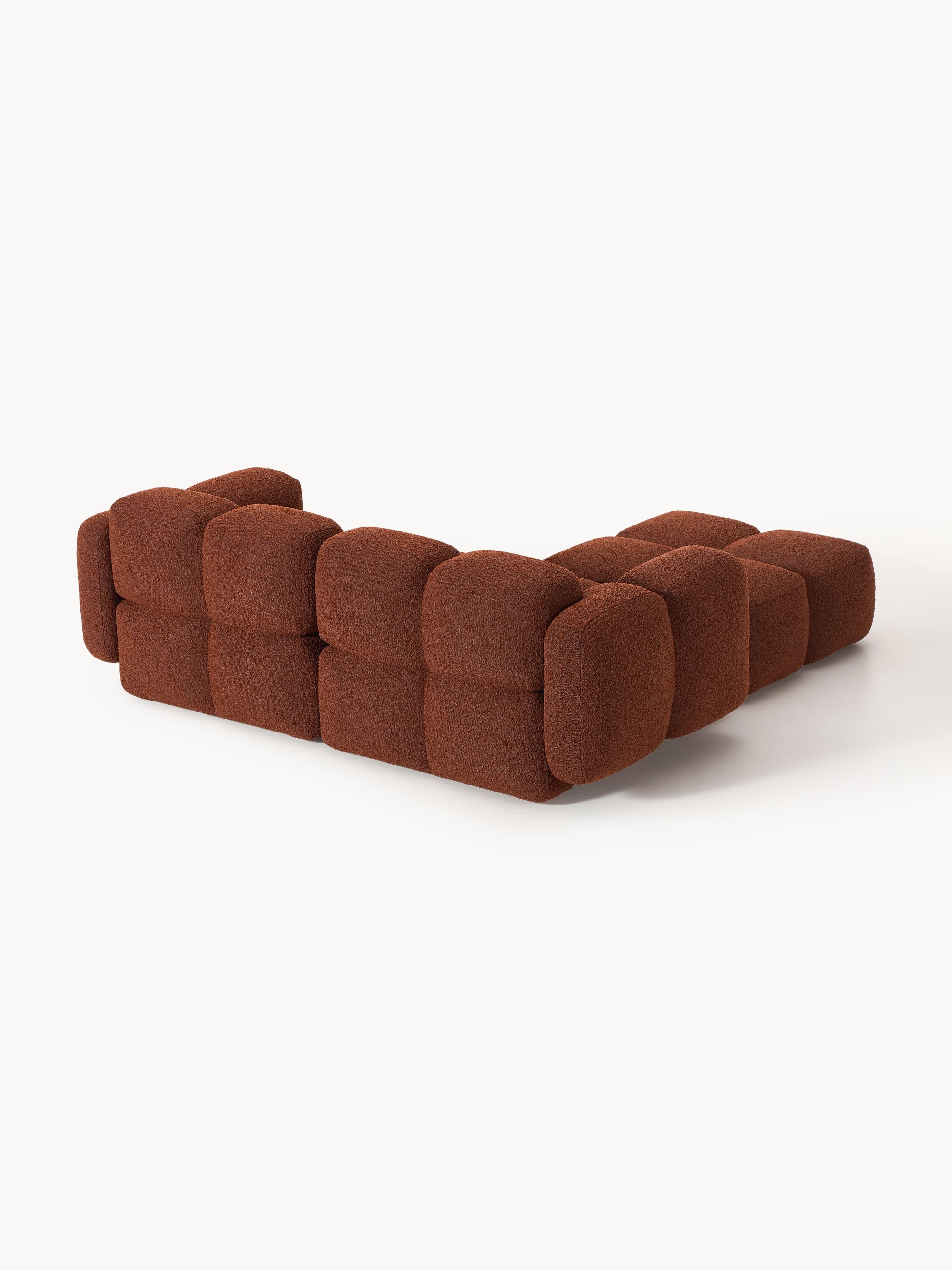 Modulaire bank Tayla (3-zits) van bouclé met poef (links/rechts)