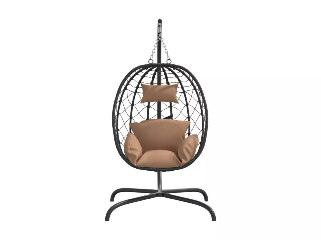 Chaise suspendue en forme d'œuf avec coussin taupe