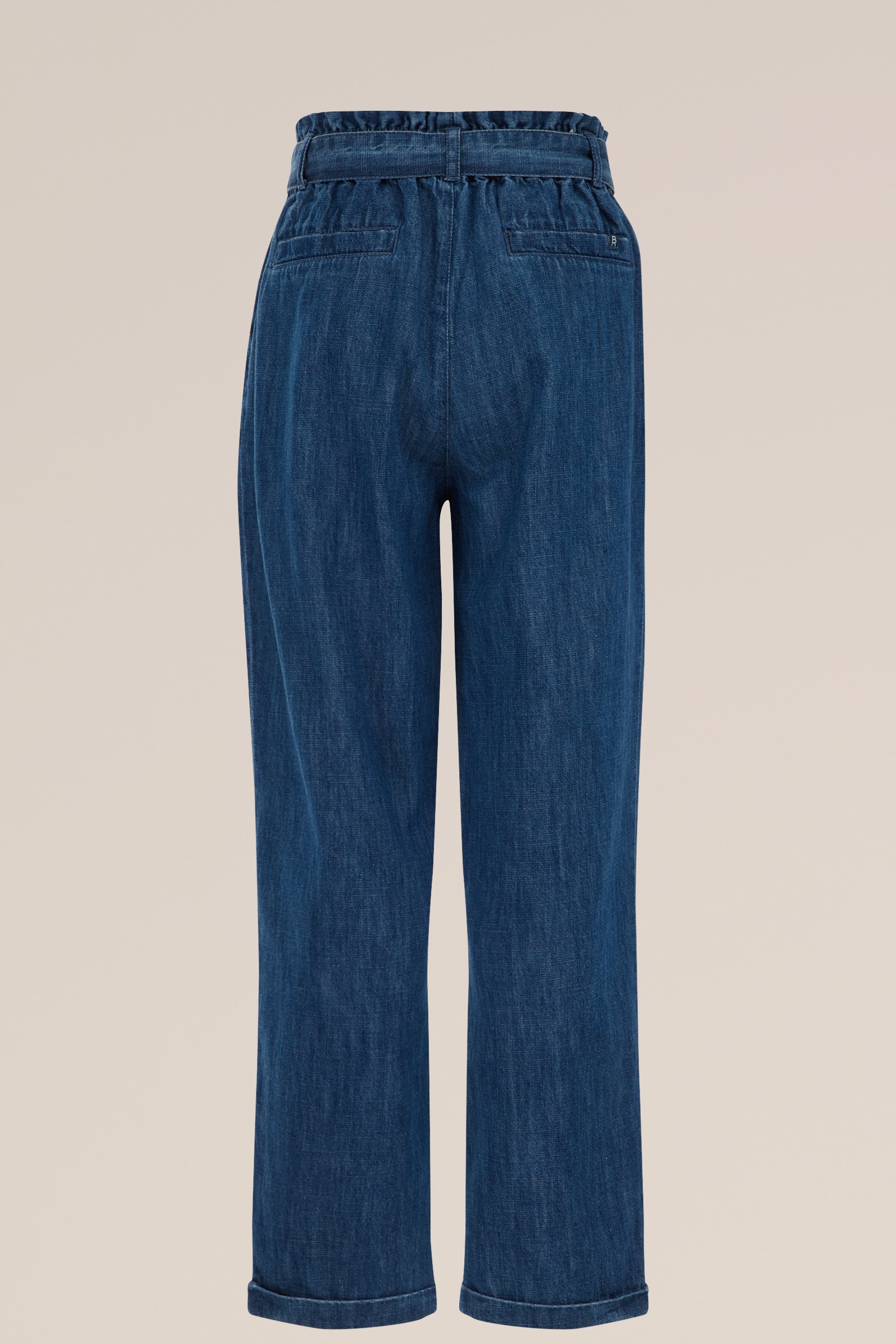 Meisjes denim paperbag broek Blue Ridge Donkerblauw