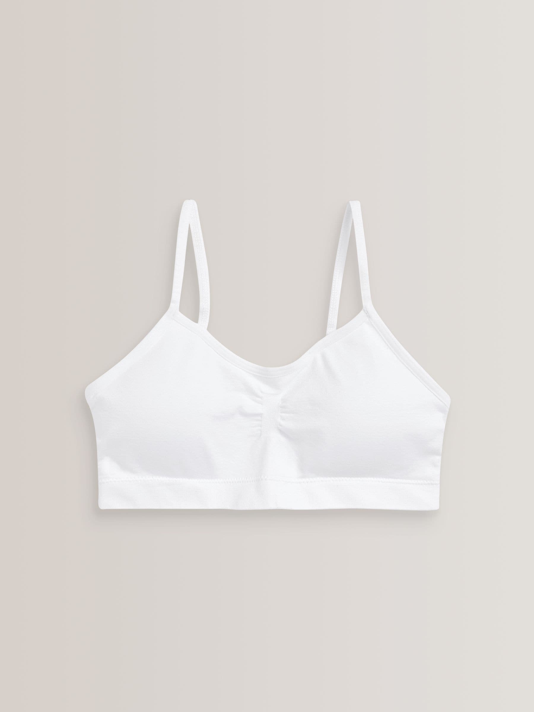 Wit - Naadloze Cropped Tops 2 Pack met uitneembare, licht gewatteerde cups (7-16jaar)