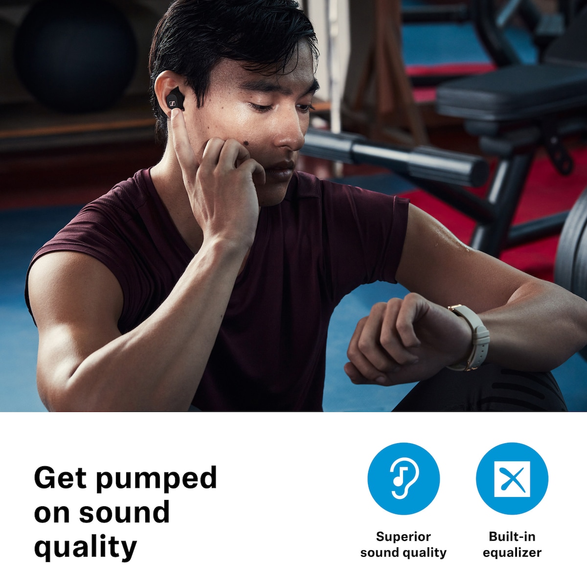 Sennheiser Sport helt trådløse in-ear hodetelefoner (sort)