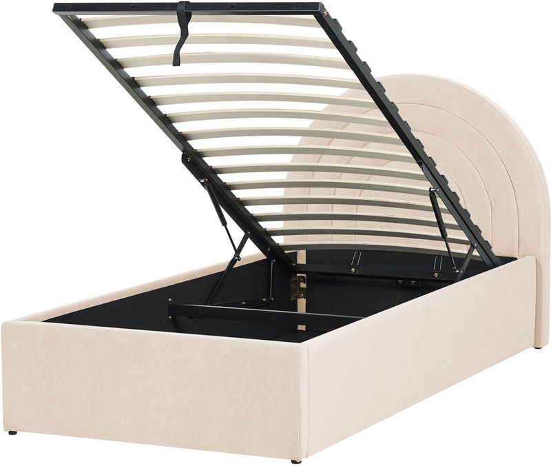 BELIANI ANET - Bed met Opbergruimte - Beige - 90 x 200 cm - Fluweel
