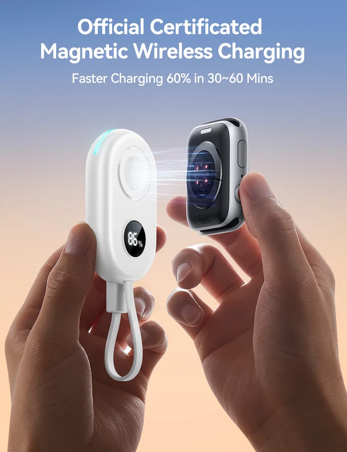 (5V/1A) 2000mAh Powerbank Ladegerät mit USB C Kabel für Apple Watch (JR-W09) - Schwarz