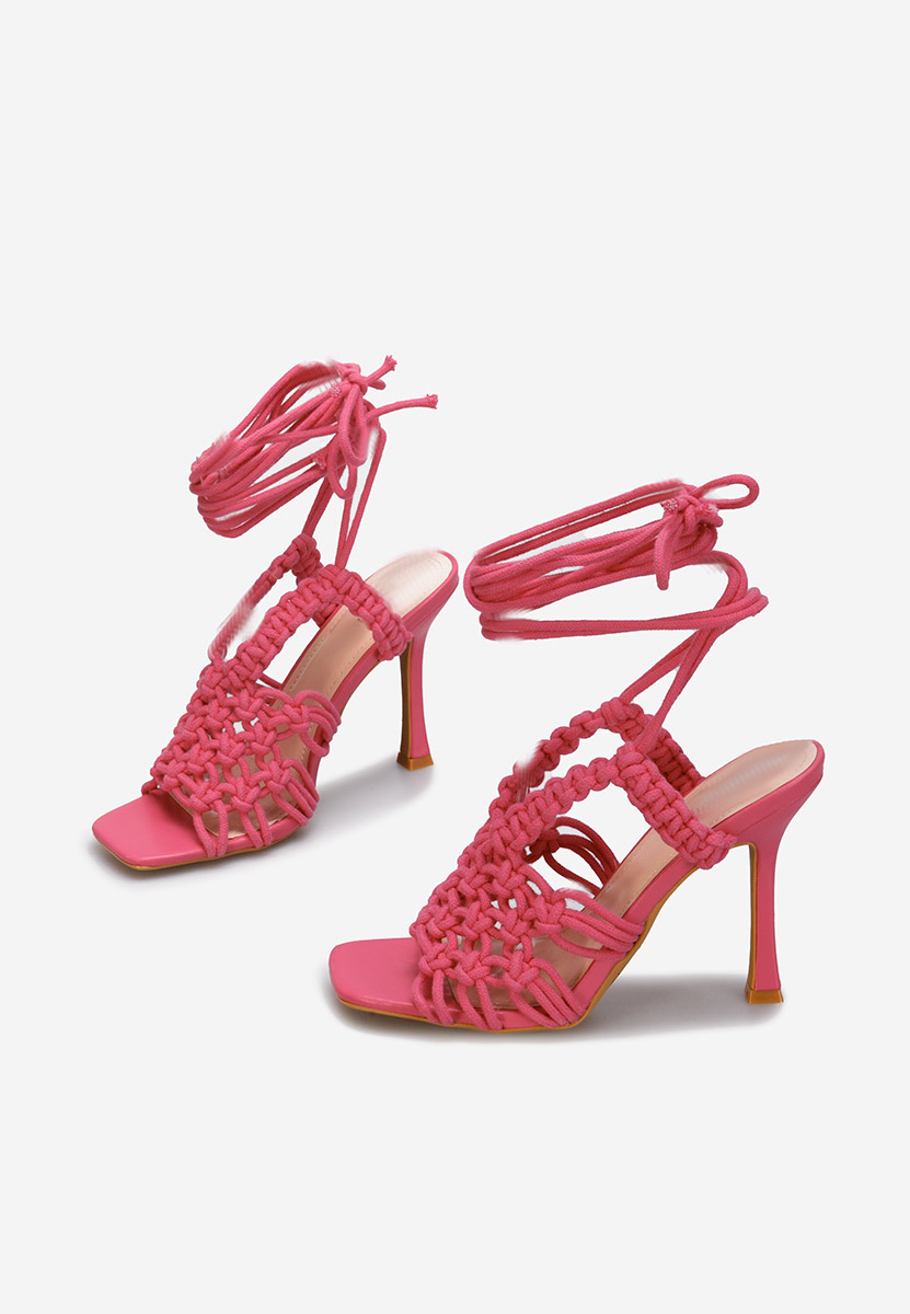 Sandales avec lacets sur le pied fuchsia Lilith