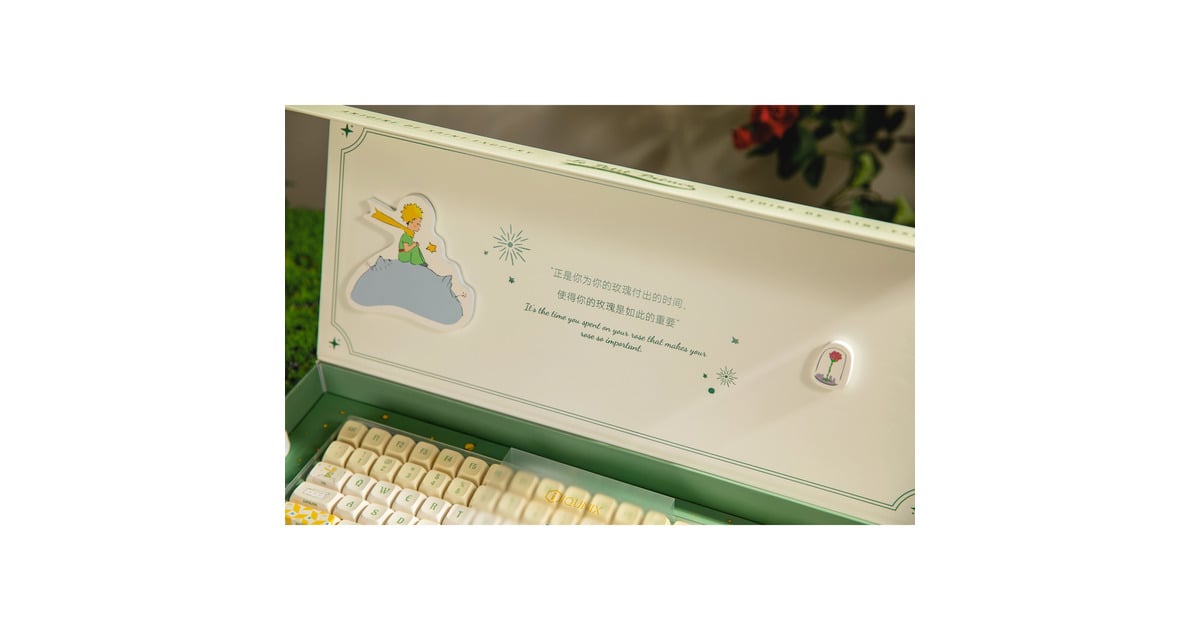 IqunixF97 Floral Date, gaming toetsenbord  (Groen/wit, US lay-out, IQUNIX Little Prince, RGB leds, 96%, Hot-swappable, PBT, 2.4GHz | Bluetooth 5.1 | USB-C)