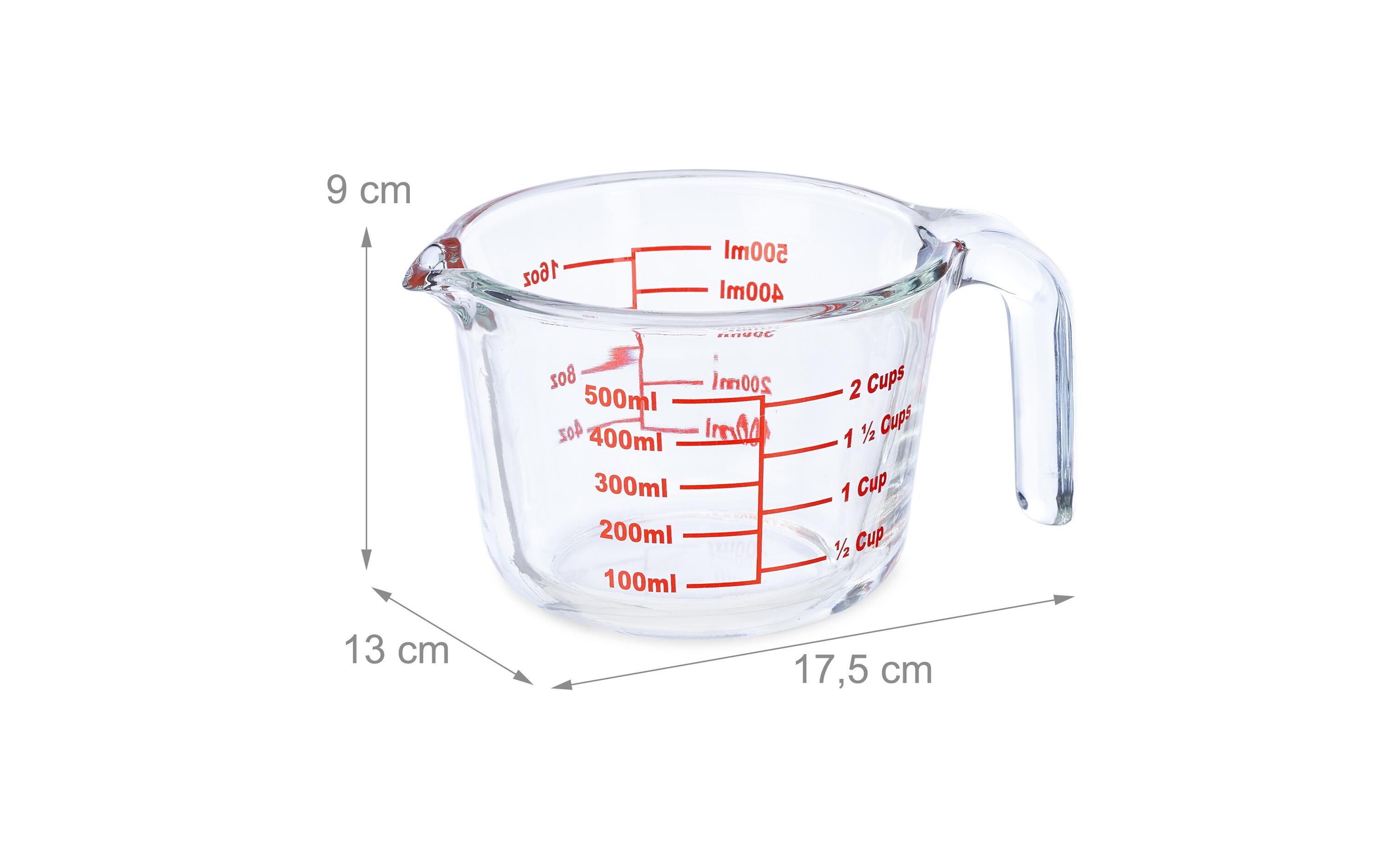 Messbecher 500 ml, Rot/TransparentGlasmessbecher