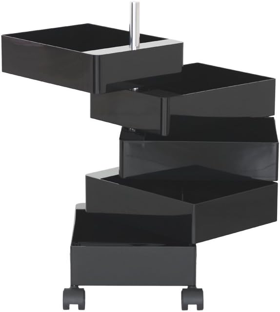 Magis ABS glänzend 360 Grad Büro Container, Metall Plastik, schwarz, 5 Drawers