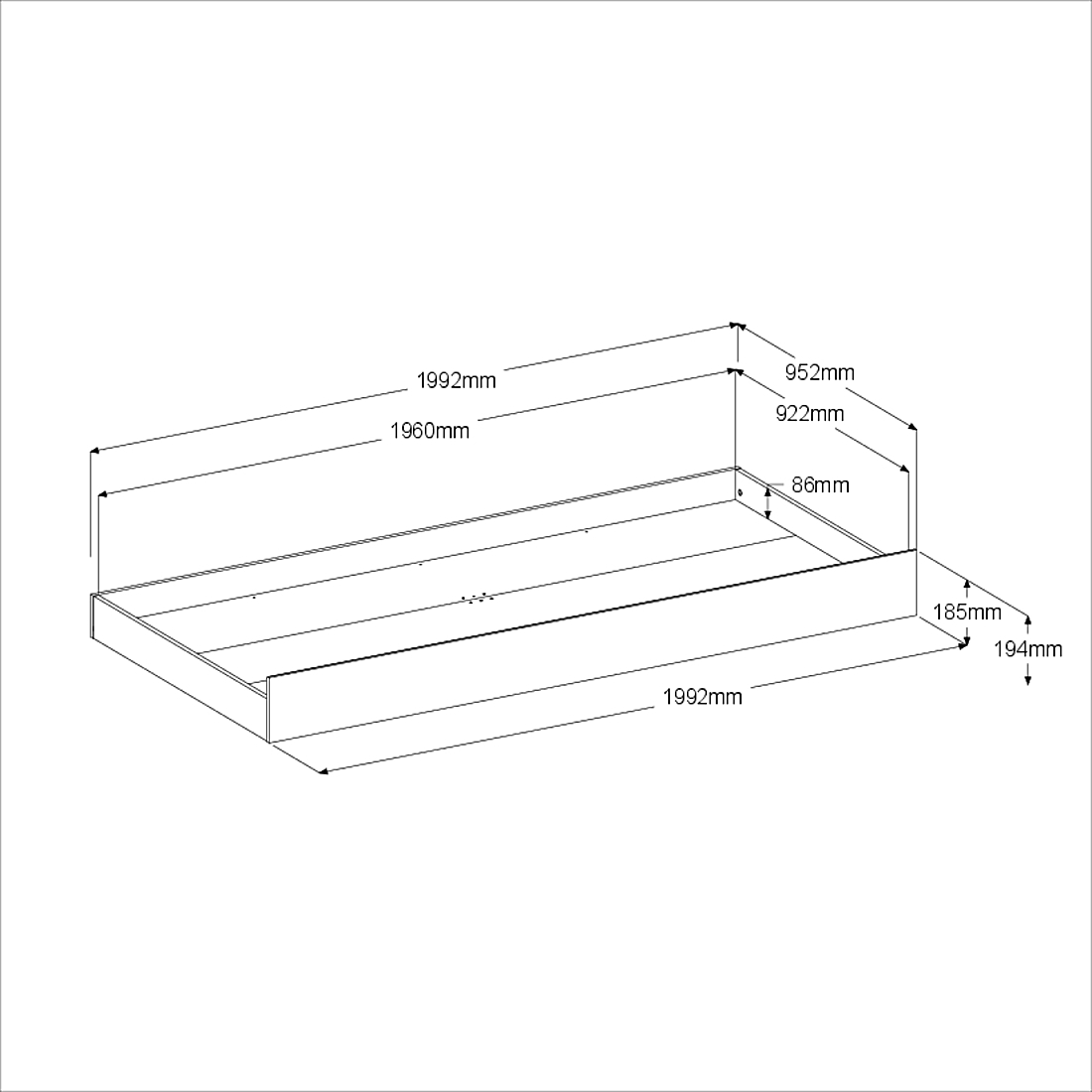 Etagenbett BIBOP 1 - weiß - Jackson Eiche - mit Schubkasten - 90x200 cm