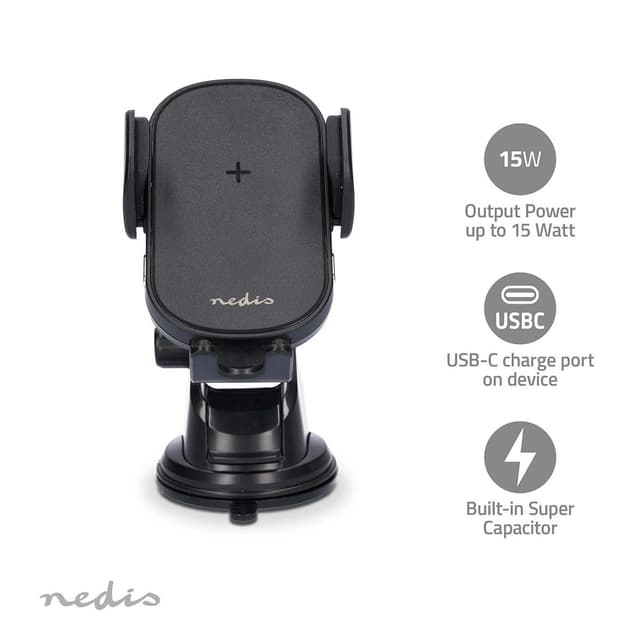 Nedis Trådløs billader | 7.5 / 10 / 15 W | 1.5 / 1.67 / 2 A | 1.00 m | FOD / Overbelastning / Overophedning Beskyttelse / Overspænding | USB Type-C™ | Inkluderet kabel
