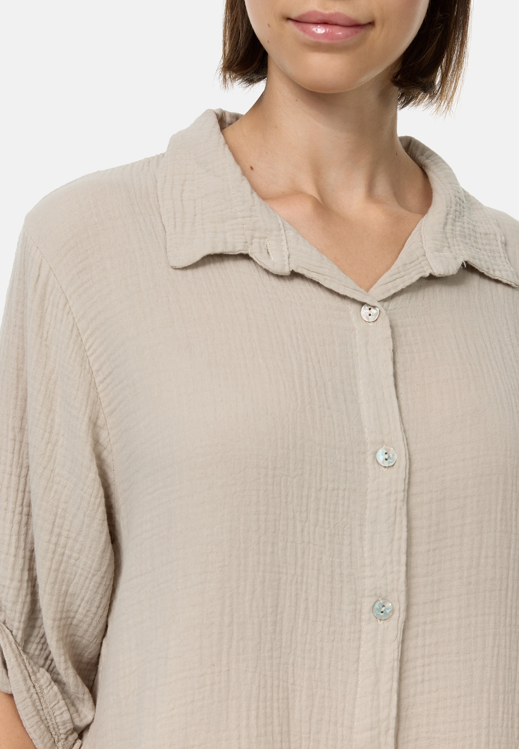 PM SELECTED Damen Longbluse Trendige Musselin Longbluse Tunika in Einheitsgröße PM50