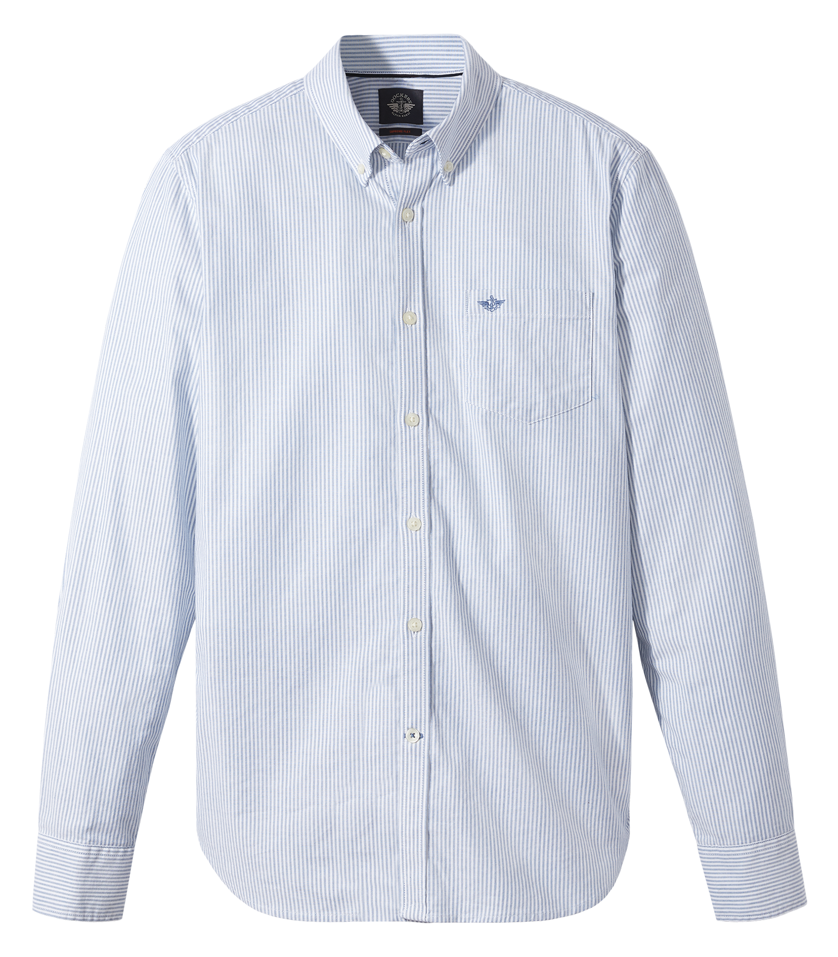 Chemise col américain regular fit en coton mélangé | Bleu