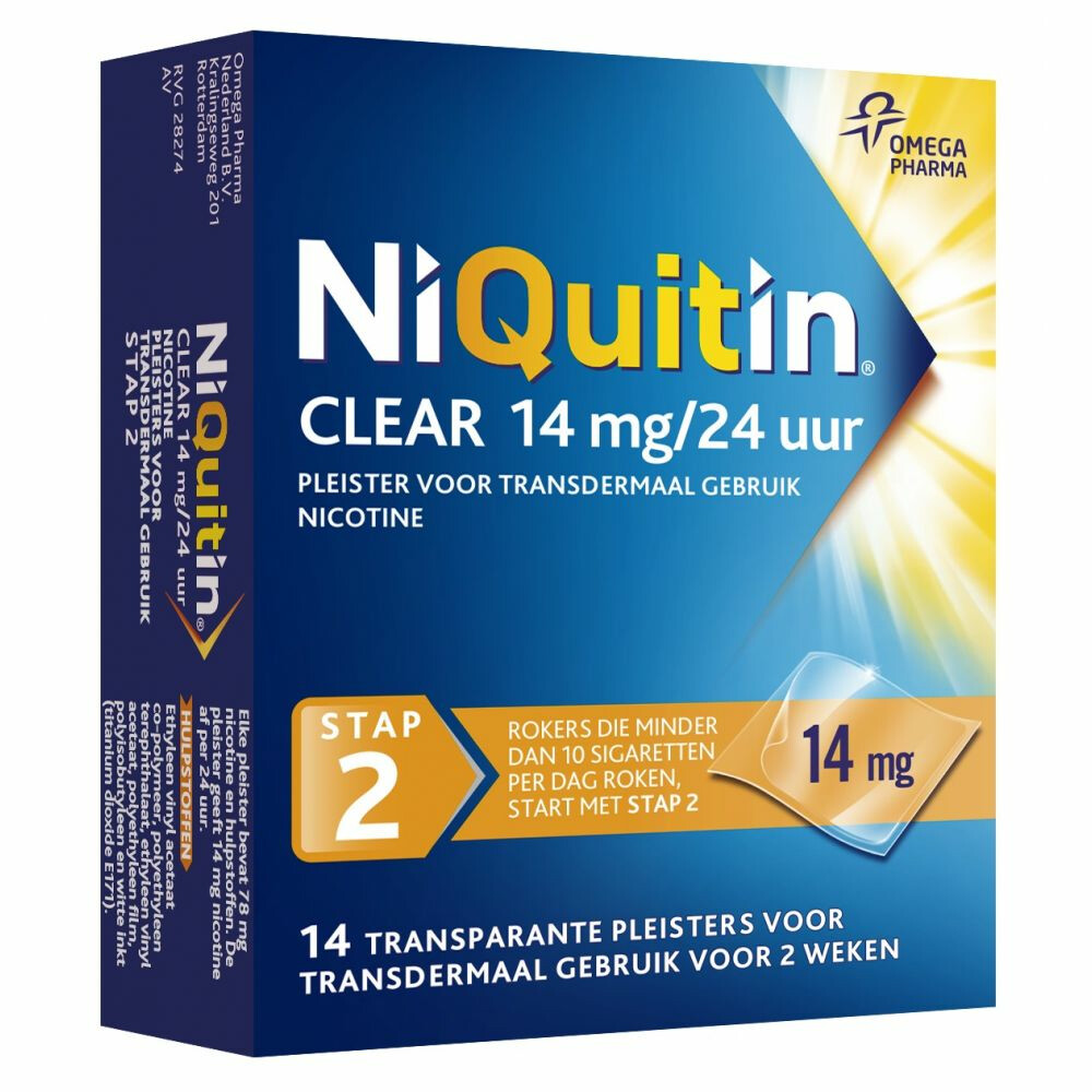 Niquitin Clear Pleisters 14mg Stap 2 14 stuks