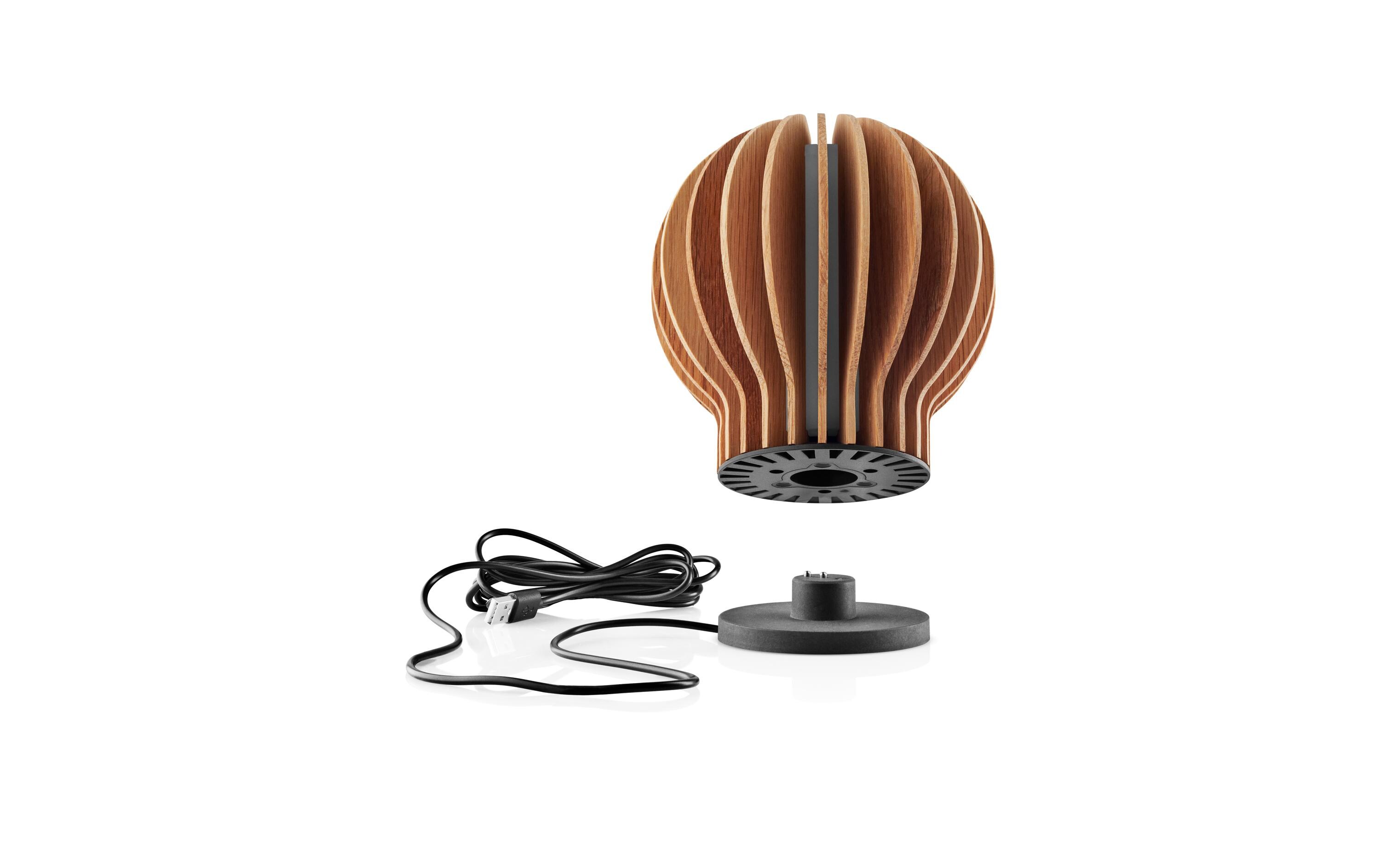 Tischleuchte Radiant rund, 15 cm, Braun<br>LED-Lampe aus Eichenholz