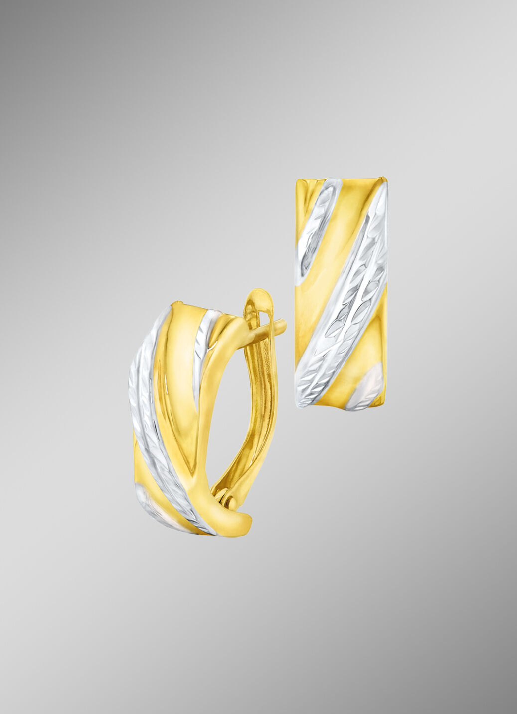 Klappcreolen in Bicolor, teilweise diamantiert