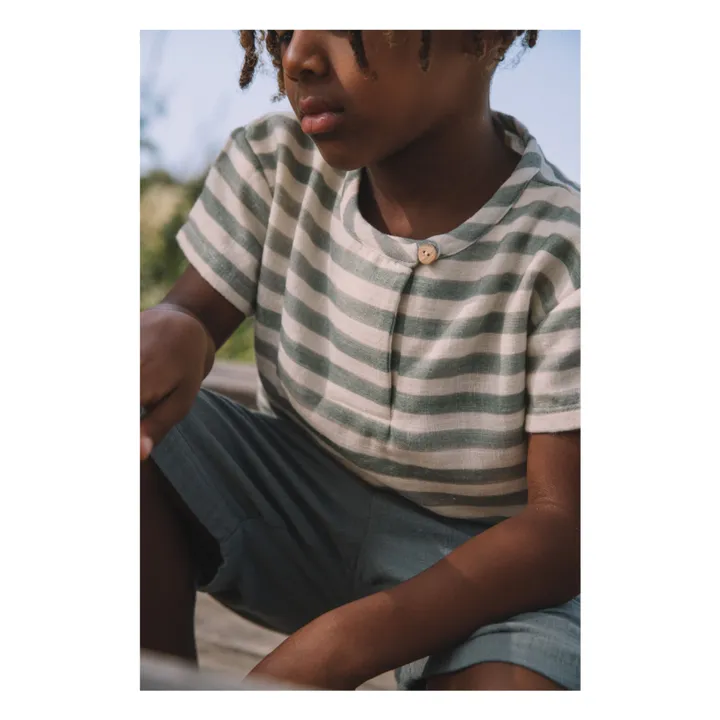 Studio Bohème T-shirt Orso Rayé Gaze de Coton | Vert