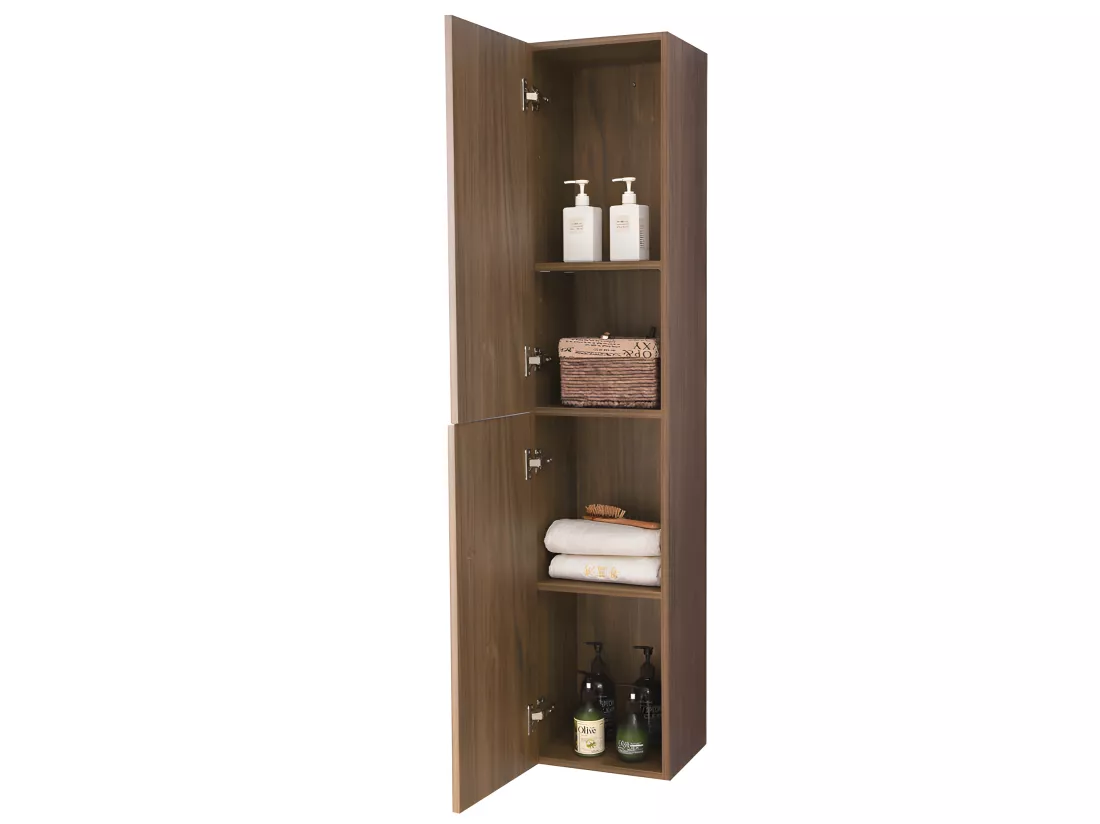 Meuble colonne de salle de bain Commode de rangement polyvalente 30*26.8*142cm Chêne Aica