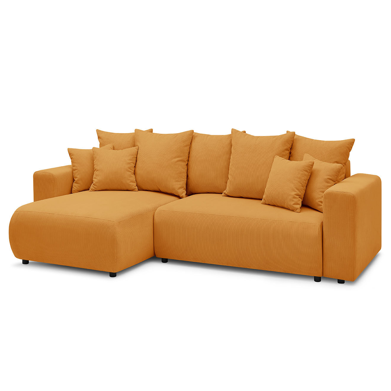 Bobochic Canapé d'angle convertible reversible velours côtelé Envy jaune - 282x153x95 cm