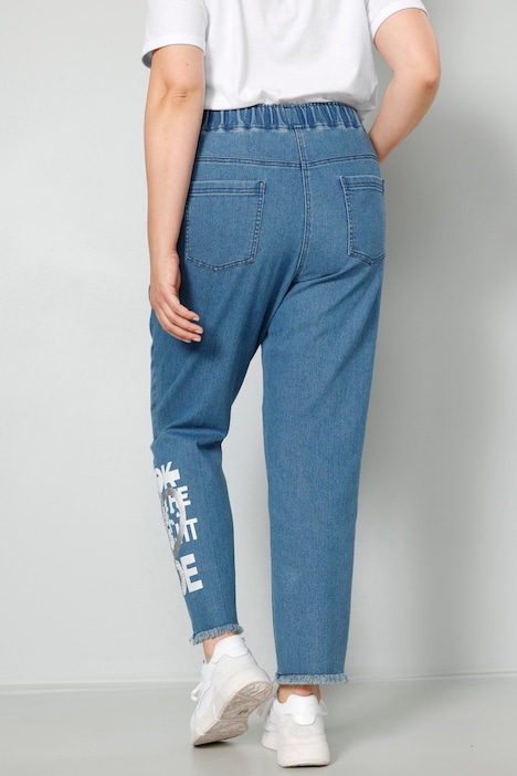 Jeans-Joggpants, Saumdruck, Elastikbund