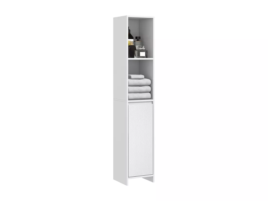 Meuble colonne salle de bain porte 2 étagères dim. 30L x 30l x 160H cm blanc