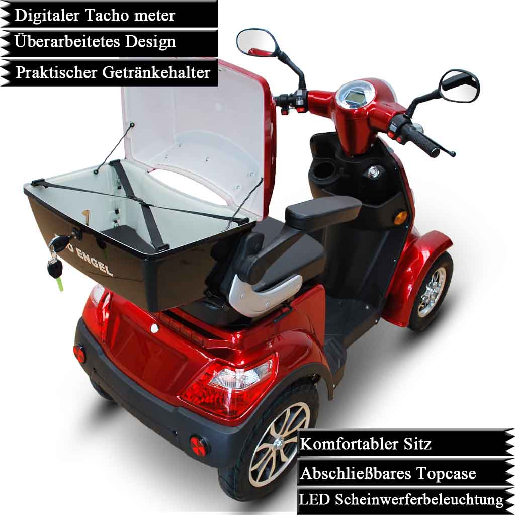 ECO ENGEL 510, Elektromobil 25 km/h mit 20 Ah Li-Io Akku herausnehmbar, Rot