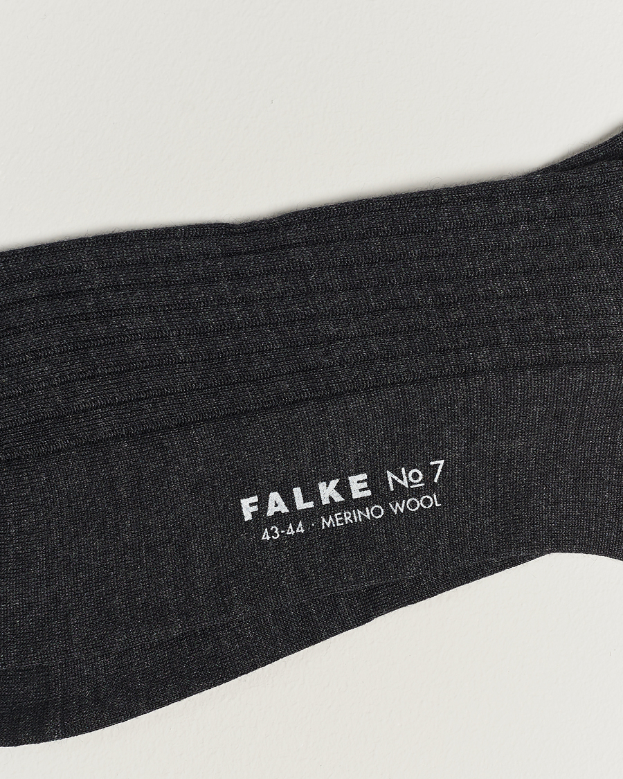 Falke No. 7 Finest Merino Ribbed Socks Anthracite Melange